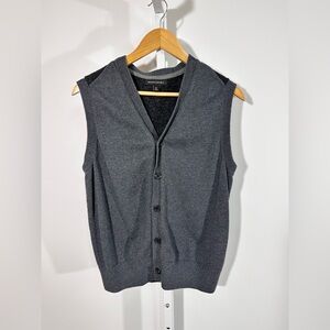Banana Republic Gray Button Front Sweater Vest Wool Blend Preppy Minimalist
